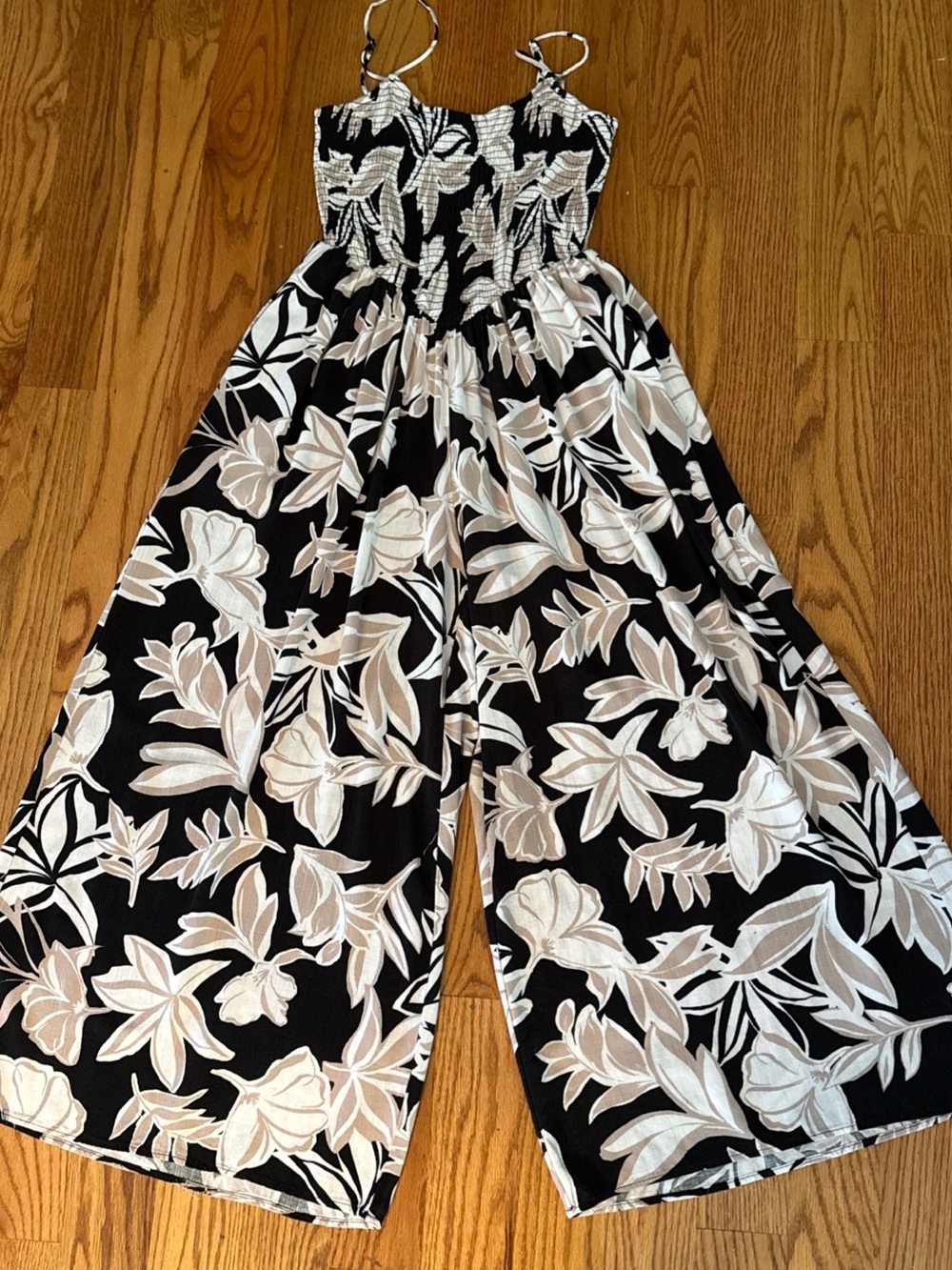 Promesa Black Jumpsuit with Cream Floral Print
